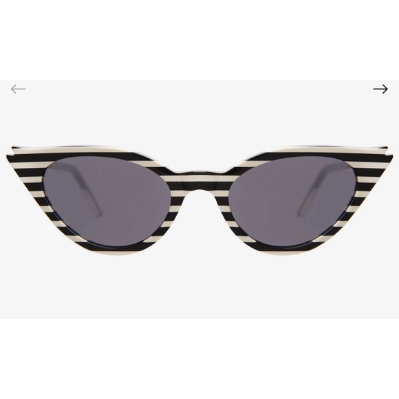 Illesteva Isabella Black + White Striped Cat Eyes Sunglasses - Candy Stripe main image 5